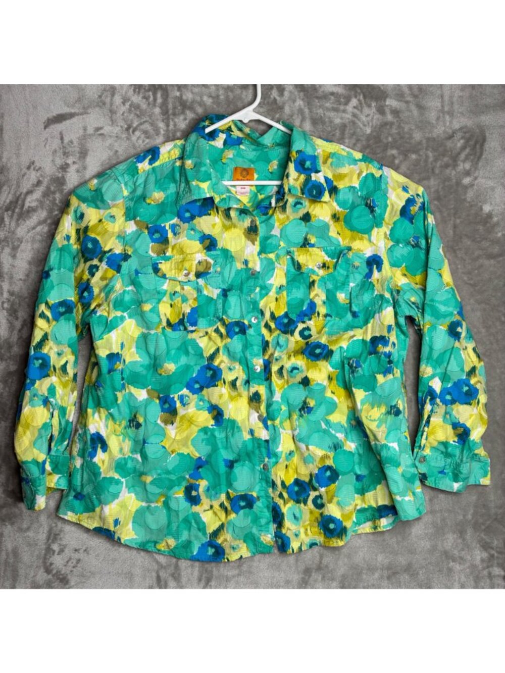 Ruby Rd 24W Cotton Abstract Floral Button Front Shirt Plus Size Blouse Top - Picture 2 of 9
